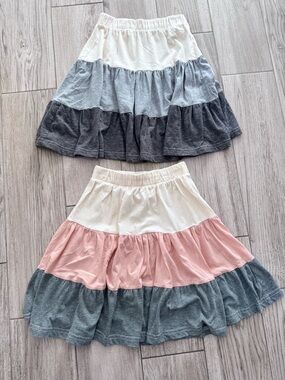 Urban Smalls 2 Skater Skirts Colorblock Tiered Gray/Pink/Cream Size 12 Youth